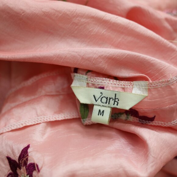 Vark M Floral Embroidered Pink A-Line Dress Summer Party - Picture 4 of 4